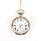 Silberne Taschenuhr mit silberner Uhrenkette. Numa Gagnebin. - photo 1