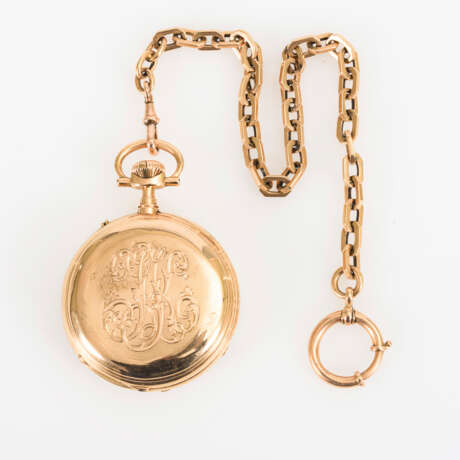 Goldene Taschenuhr an goldener Uhrenkette. - Foto 2