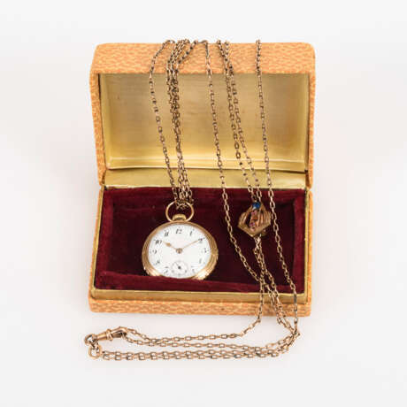 Goldene Damentaschenuhr an Schieberkette. - photo 4