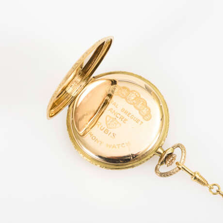 Goldene Savonnette an vergoldeter Uhrenkette. Chronomètre Corgémont Watch. - photo 5