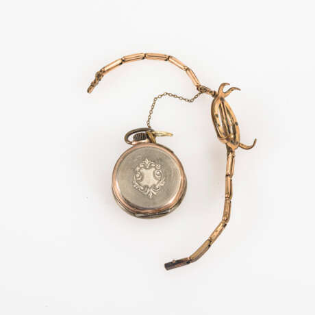 Silberne Damentaschenuhr an Doublé-Armband. - photo 4