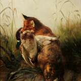 DEIKER, CARL-FRIEDRICH (Wetzlar 1836-1892 Düsseldorf), "Fuchs mit erbeuteter Ente im Schilf" - фото 1