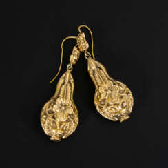 Large pair of late Biedermeier earrings.