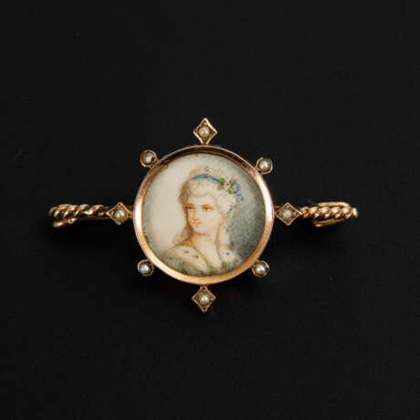 Miniaturbrosche mit Perlchen 2. Hälfte 19. Jahrhundert - фото 1