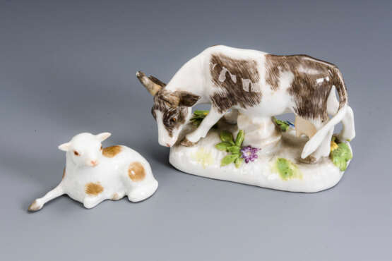 Miniaturtiere: Kuh und Lamm. Meissen. - Foto 1