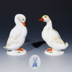 Paar Tierfiguren: Ente und Erpel. Meissen.