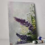 Painting “Bouquet with lupines”, Fiberboard, Oil, Impressionist, Still life, Russia, 2021 - photo 4