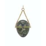 A GUILLOCH&#201; ENAMEL, GOLD-MOUNTED AND MOSS AGATE PENDANT PILL BOX - photo 1