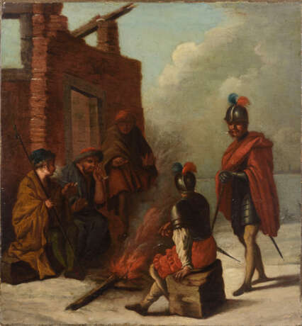 Italienischer Maler des 18. Jahrhunderts: Winterlandschaft mit Lagerstätte. - Foto 1
