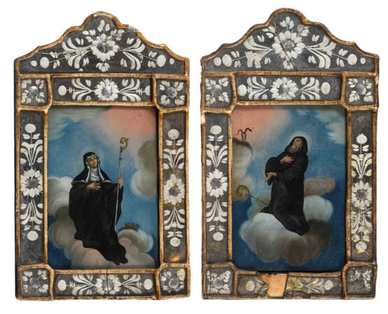 Zwei Hinterglasbilder mit Heiligen. - Foto 1