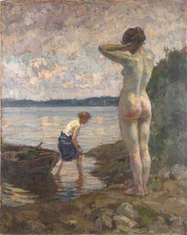 Impressionist: Mädchenakt am Seeufer. - Foto 1