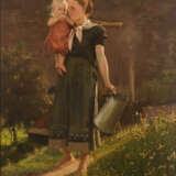 Undeutlich signiert: Junge Bäuerin mit Kind. - фото 1