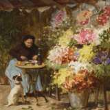 GILBERT, Victor Gabriel (1847 Paris - 1935 ebd.). Blumenmarkt vor La Madeleine Paris. - photo 1