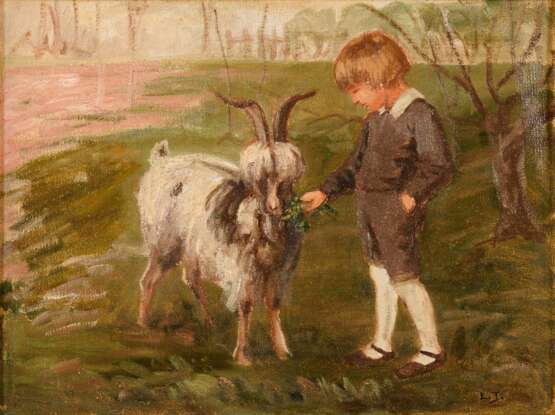 JANSSEN, Luplau (1869 Sorbymagle - 1927 Kopenhagen). Junge mit Ziegenbock. - Foto 1