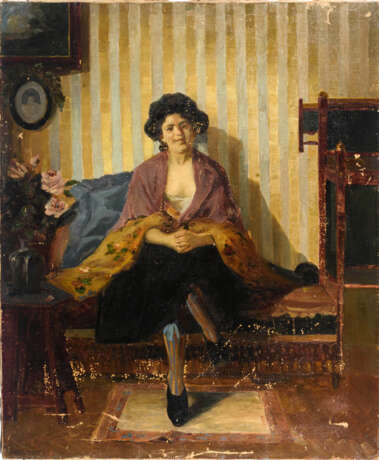 Sitzende Frau in gutbürgerlichem Zimmer. - photo 1