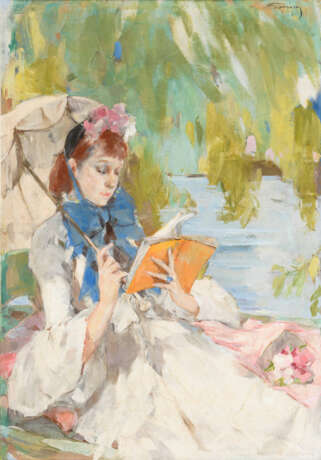 GONIN, Jacques Fernand (* 1883 Mailand). Lesende Frau. - photo 1