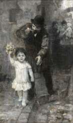 BERG, Joan Frans (1853 - 1935). Blumenkind mit Vater.