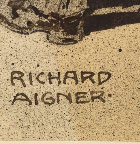 AIGNER, Richard (1867 München - 1925 ebd.). Genreszene mit alten Herren und einer Frau. - photo 2