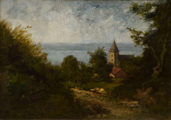 RICHET, Léon (1847 Solesmes - 1907 Fontainebleau). Landschaft mit Kirchturm. - Foto 1