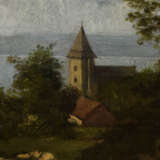 RICHET, Léon (1847 Solesmes - 1907 Fontainebleau). Landschaft mit Kirchturm. - Foto 2