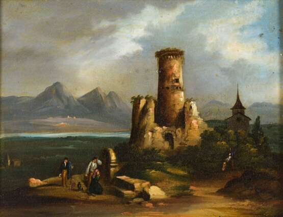 Maler 1. Hälfte 19. Jahrhundert: Zwei Landschaften. - Foto 2