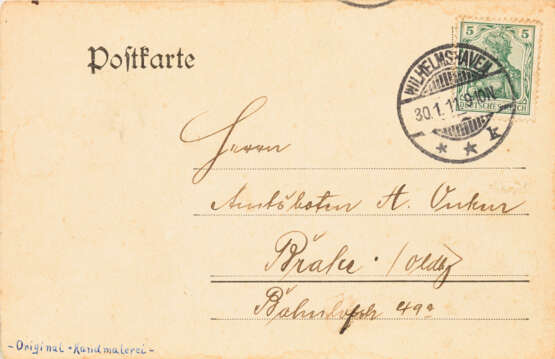 ONKEN, Carl Eduard (1846 Jever - 1934 Wien). Drei bemalte Postkarten. - фото 2