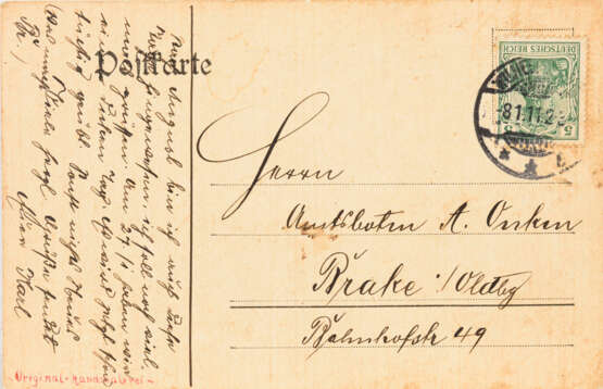 ONKEN, Carl Eduard (1846 Jever - 1934 Wien). Drei bemalte Postkarten. - фото 4