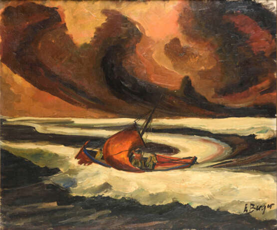 BERGER, Einar (1890 - 1961). Fischerboot nahe der Küste. - Foto 1