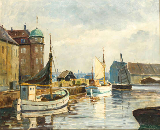 GROSS, Einar (1895 Dänemark - 1962 Kopenhagen). Küstenstadt. - Foto 1