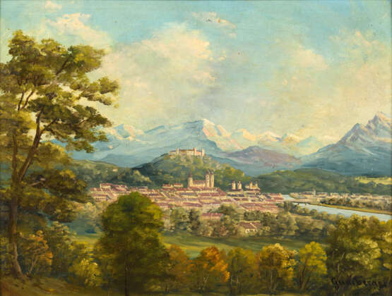 GUMBERGER, Nikolaus (1822 Weixerau - 1898 Rosenheim). Ansicht Salzburg. - Foto 1