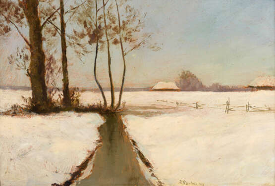 BARTELS, Rudolf (1872 Schwaan - 1943 Rostock). Winterlandschaft bei Schwaan. - Foto 1