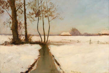 BARTELS, Rudolf (1872 Schwaan - 1943 Rostock). Winterlandschaft bei Schwaan.