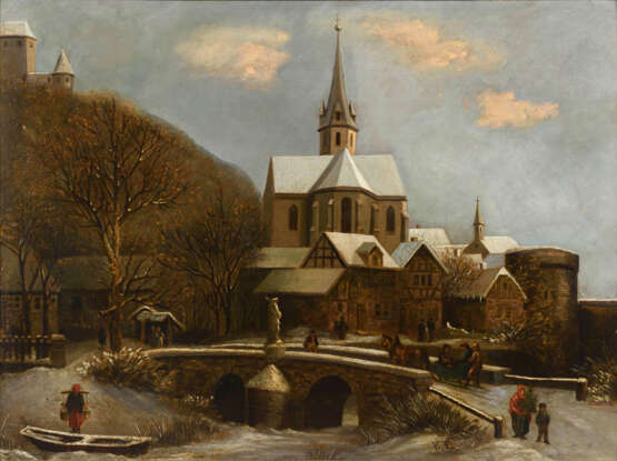 Monogrammist "K.E.": Winterlandschaft mit Kirche. - Foto 1