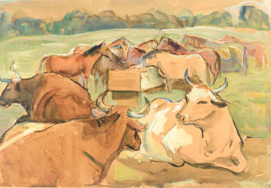 Ungarischer Maler: Pferde und Rinder. - photo 1