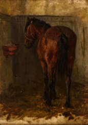 Unsigniert: Pferd im Stall.