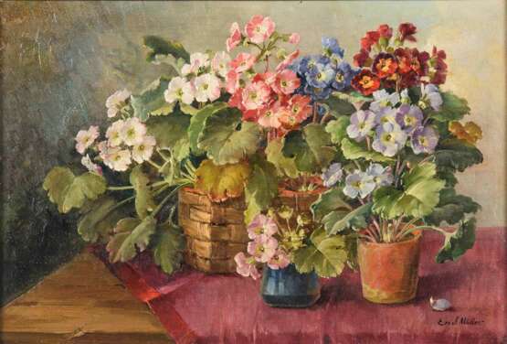 MÜLLER, Erich Martin (1888 Berlin - 1972 Rothenburg ohne Titel). Stillleben mit Blumenvase. - Foto 1