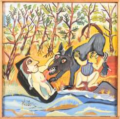 Undeutlich signiert: Romulus und Remus. Undeutlich signiert: Romulus und Remus.