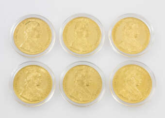 6-piece gold - Austria-6 x 4 ducats 1915/NP, Franz Joseph I. group