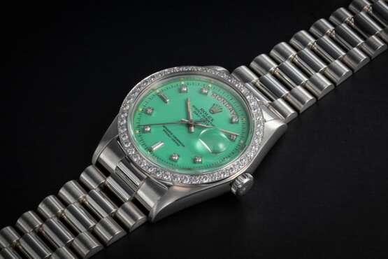ROLEX, DAY-DATE REF. 1804, A PLATINUM AND DIAMOND AUTOMATIC WRISTWATCH WITH STELLA DIAL - photo 1