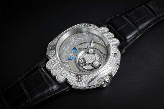HARRY WINSTON, OPUS V, A PLATINUM AND DIAMOND WRISTWATCH WITH SATELLITE TIME DISPLAY - фото 1