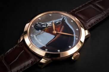 GIRARD-PERREGAUX, 1966 PUR SANG, REF. 49534, A LIMITED EDITION GOLD WRISTWATCH WITH ENAMEL DIAL