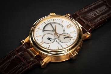 VAN CLEEF & ARPELS, MONSIEUR ARPELS, A GOLD AUTOMATIC DUAL TIME ZONE WRISTWATCH WITH “GENERATIONAL CALENDAR” 