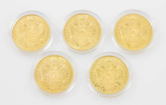 5-teiliges GOLDkonvolut Österreich - 5 x 4 Dukaten 1915/NP, Franz Joseph I. - photo 2