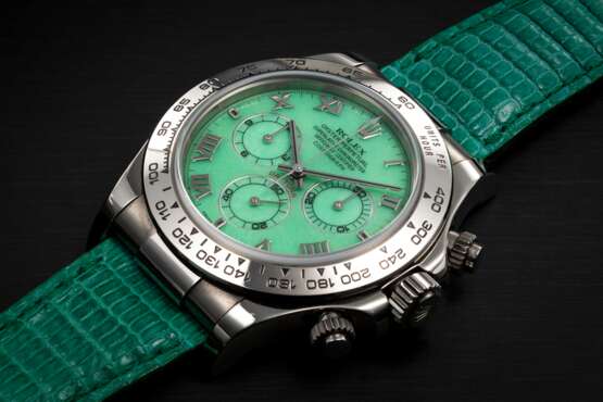 ROLEX, DAYTONA “BEACH” REF. 116519, A WHITE GOLD AUTOMATIC CHRONOGRAPH WITH CHRYSOPRASE DIAL - фото 1