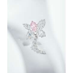 HARRY WINSTON COLOURED DIAMOND AND DIAMOND BROOCH