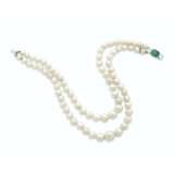 NATURAL PEARL, EMERALD AND DIAMOND NECKLACE - photo 1