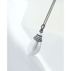 IMPORTANT NATURAL PEARL AND DIAMOND PENDENT NECKLACE