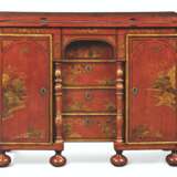 A QUEEN ANNE SCARLET AND GILT-JAPANNED BACHELOR`S CHEST/WRITING-TABLE - фото 1