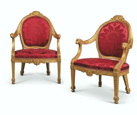 A PAIR OF GEORGE III GILTWOOD ARMCHAIRS - photo 1