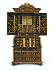 A CHINESE EXPORT BLACK AND GILT-LACQUERED BUREAU-CABINET